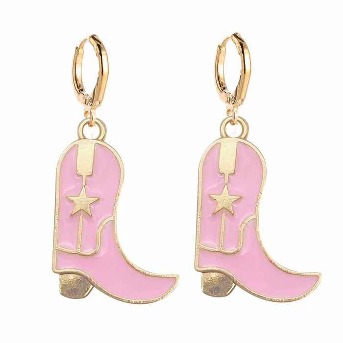 Wholesale New Retro Cowboy Boots, Earrings Fashionable Hats Alloy Drip Oil Pendants Earrings Accessories JDC-ES-YaChen003