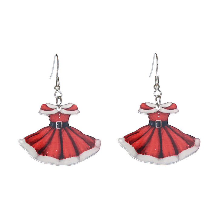 Wholesale Acrylic Earrings Red Christmas Skirt Earrings Christmas Hat Red Wine Glass Earrings Earrings