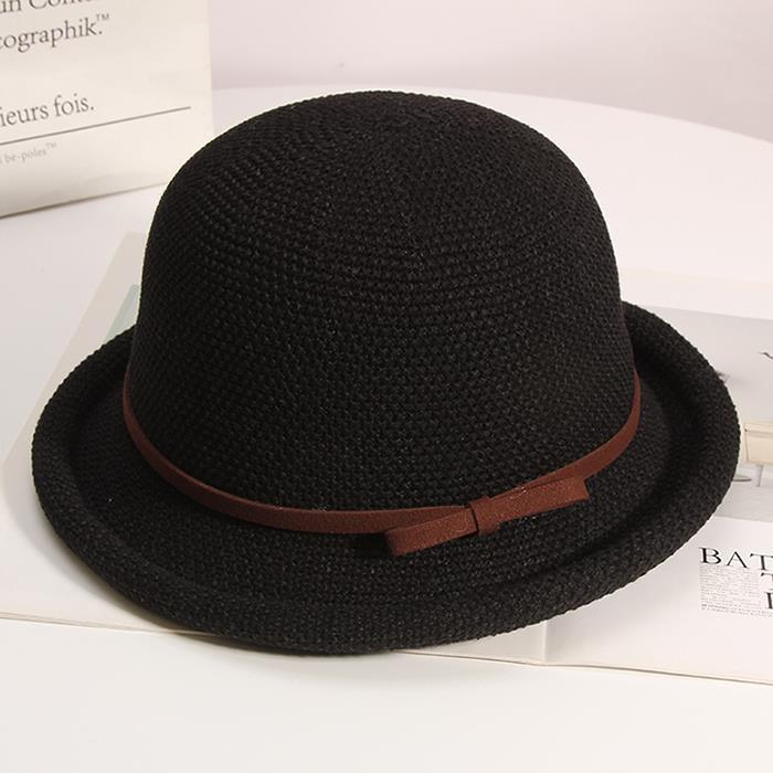 Wholesale Hat Women's Spring and Autumn Summer Bow Curl Top Hat Sunscreen All-match Pot Hat