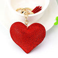 Wholesale Chic Heart Rhinestone Leather Tassel Keychain Fashion Bag Charm Car Key Accessory