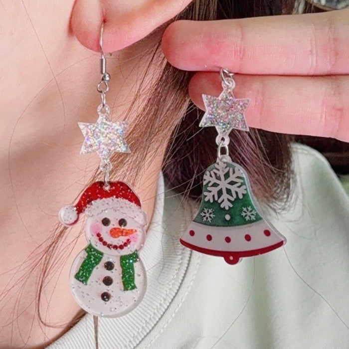 Wholesale Christmas Earrings Cartoon Contrasting Color Snowman Bell Acrylic Earrings Personalized Earrings Earrings