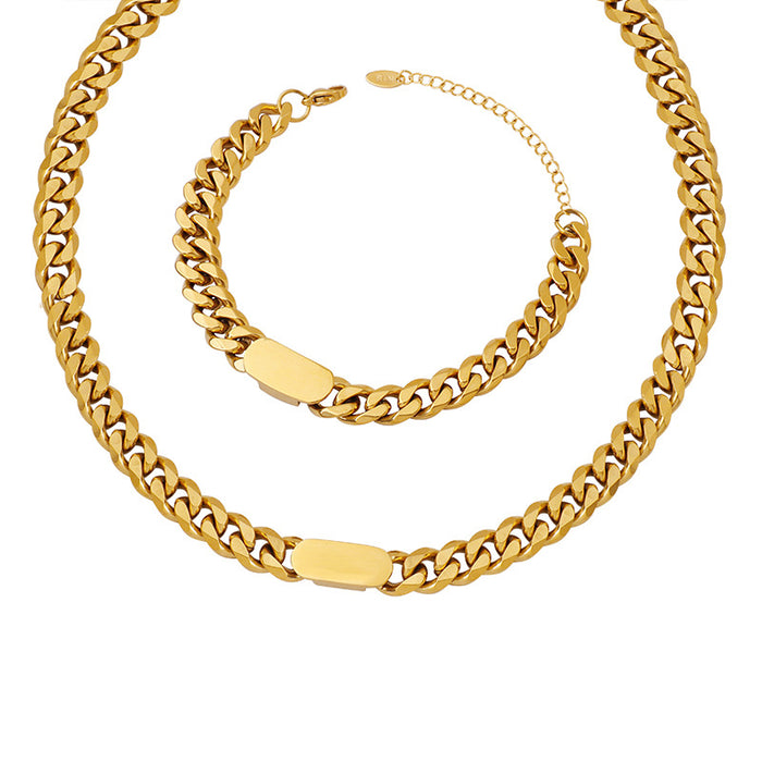 Wholesale Exaggerated chain necklace Minimalist light luxury bracelet jewelry set