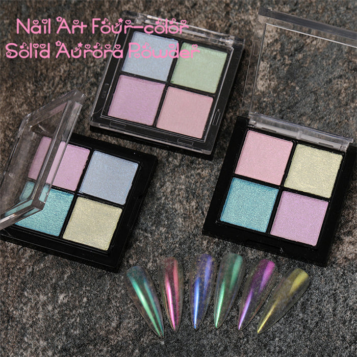 Wholesale Nail art four-color magic mirror powder, laser powder, two-color solid powder