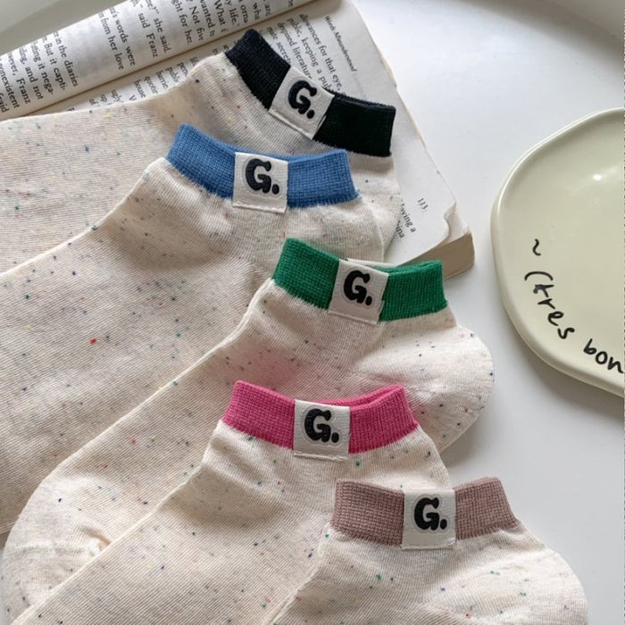 Wholesale New socks made of cotton, sweat absorbing, breathable, labeled with letter fabric, short socks with elasticity
