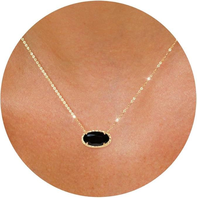 Wholesale Gilded exquisite pendant necklace, oval gemstone crystal, light luxury item