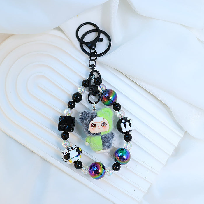 Wholesale Flocking car keychain pendant cartoon cute clown doll bag pendant