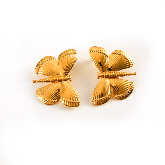 Wholesale Fashionable and personalized stainless steel dragonfly earrings, original design, simple earrings, color preservation wholesale