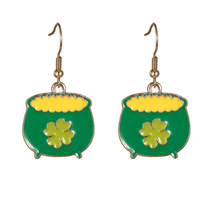 Wholesale Irish Festival Party Alloy Earrings Fashion St. Patrick's Day Shamrock Hat Earrings Women