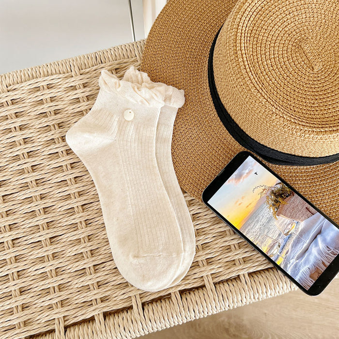 Wholesale Socks, bubble lace, ribbed, shell glitter, short tube, combed cotton