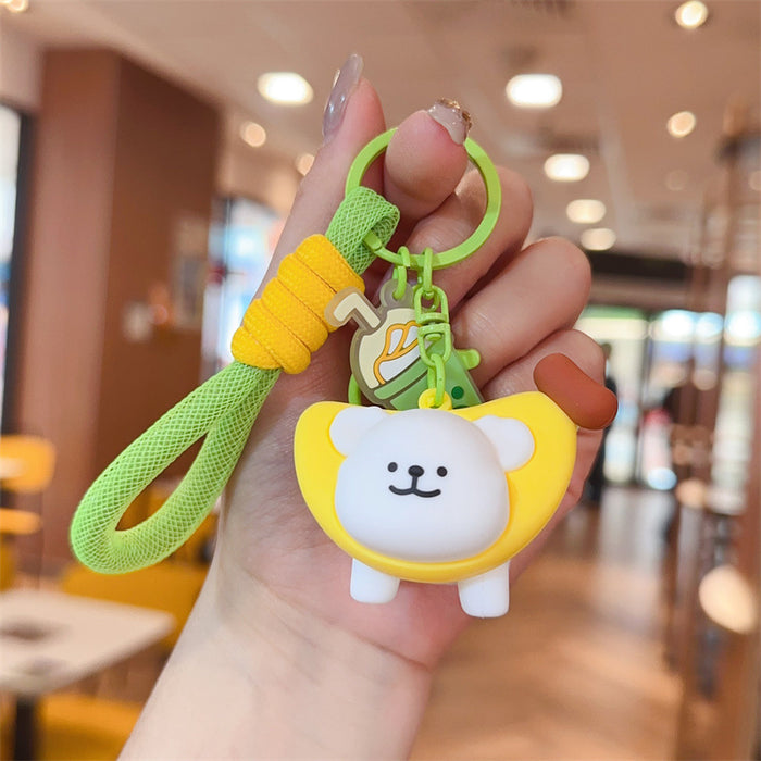 Wholesale Cute puppy keychain cartoon puppy schoolbag hanging price car keychain claw machine small gift