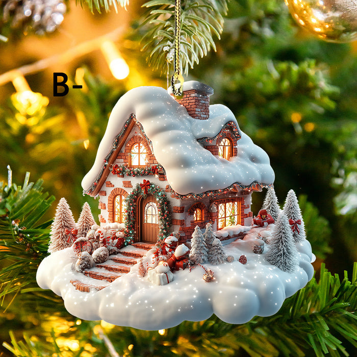 Wholesale Christmas Snow House Acrylic Keychain Pendant MOQ≥2