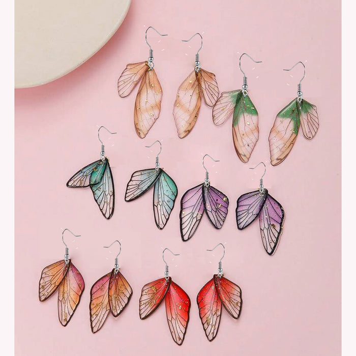 Wholesale Acrylic Butterfly Wing Earrings Vintage Style Fashion Accessory