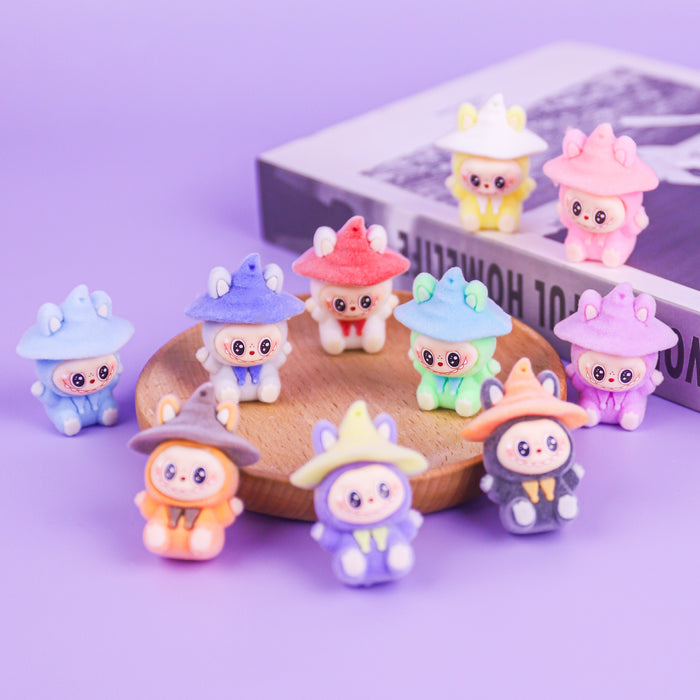 Wholesale Flocked Cross-Dressing Rabbit  Cute Doll Resin Crafts Desktop Ornaments Live Broadcast