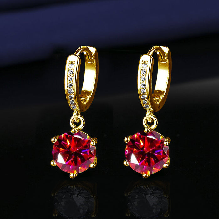 Wholesale Platinum Gold Tassel Earrings Six-Prong Imitation Moissanite Two Carat for Women Everyday Fashion Accessory