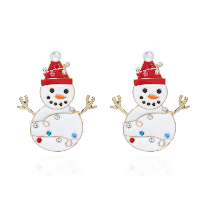 Wholesale Alloy Christmas Earrings Snowman Gingerbread Candy Cane Snowflake Design Party Jewelry Accessory