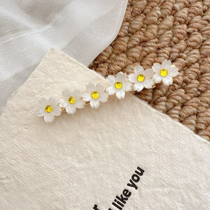 Wholesale Flower studded diamond side clip bangs clip straight clip pearl hairpin hair accessory