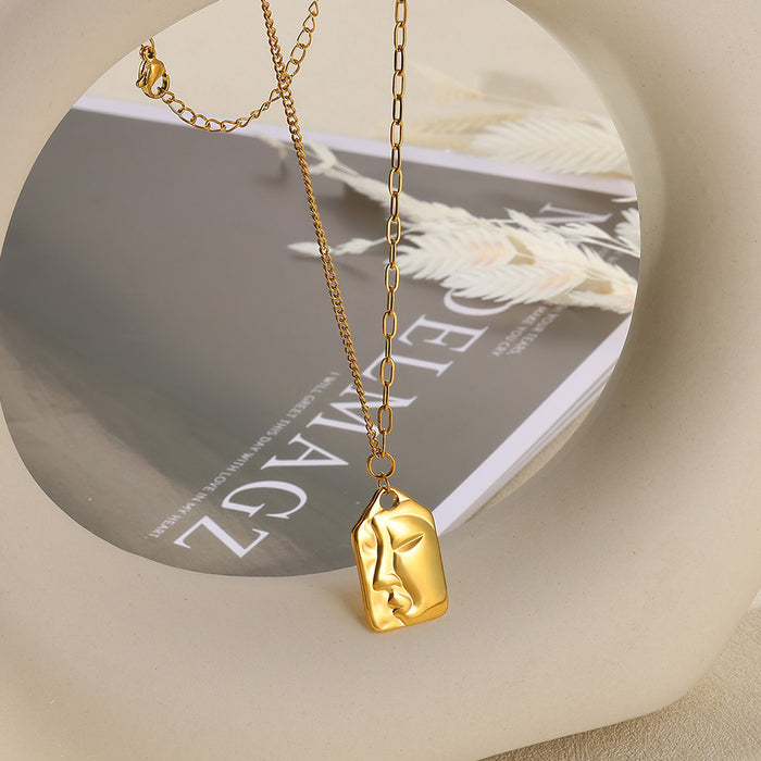 Wholesale Sunflower Pendant Necklace Imitation Pearl Shell Stainless Steel Clavicle Chain