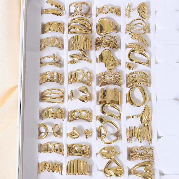 Wholesale Mixed Style Adjustable Titanium Steel Ring Gold Polished Fashion Accessory MOQ≥2