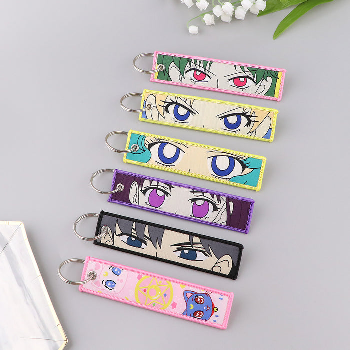 Wholesale Cartoon Label Keychain Lanyard Campus Access Woven Fabric Handmade