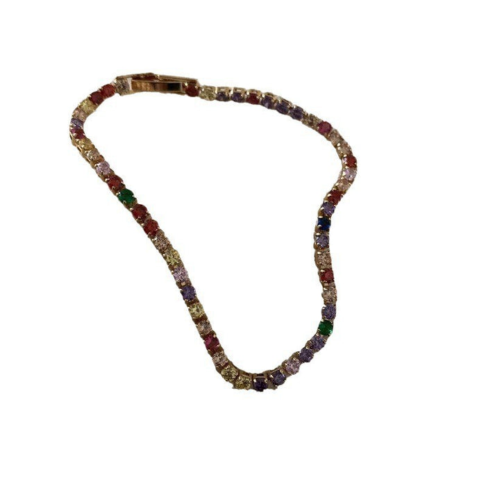 Wholesale New fashionable niche design, retro color diamond, high-end temperament, light luxury, versatile color full diamond bracelet