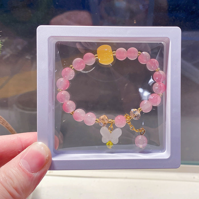 Wholesale Butterfly Bow Glass Bead Bracelet for Kids Trendy Jewelry Accessory MOQ≥3