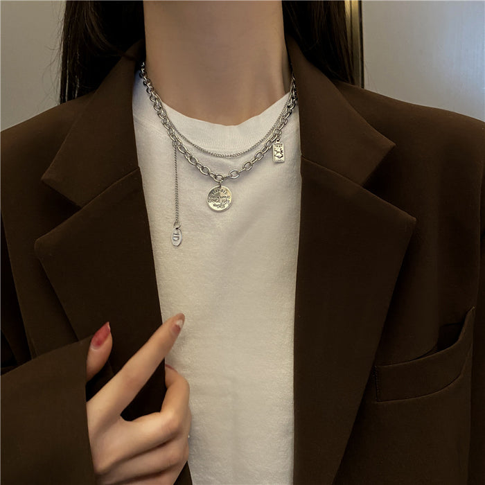 Wholesale Necklace, light luxury, niche design, versatile, double-layer high-end accessory, collarbone chain