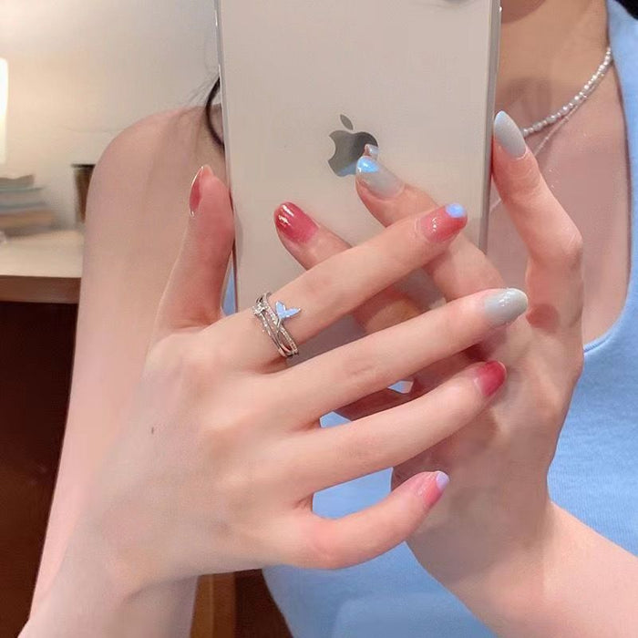 Wholesale Silver fishtail ring, personality element ring, open mouth ring, ins, niche design, index finger ring