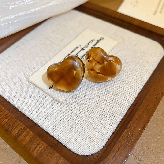 Wholesale  silver needle geometric irregular resin earrings heart earrings