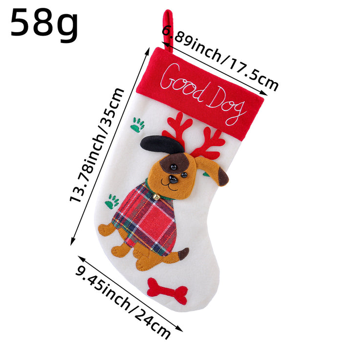 Wholesale Cute Cat and Dog Christmas Socks Cartoon Christmas Socks Pendant Christmas Tree Gift Bag Decorative Socks