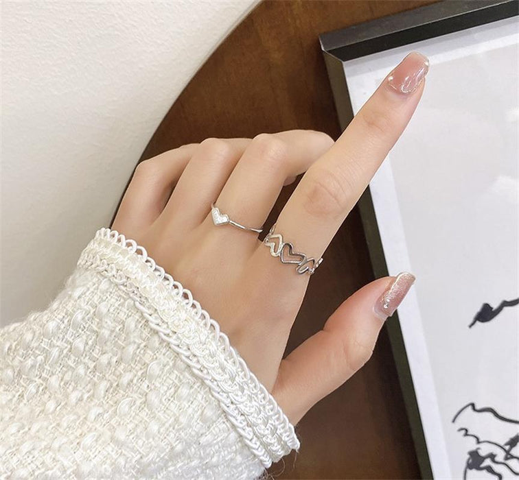 Wholesale Hollow out heart ring, open ring, niche design, index finger, personalized fashion ring