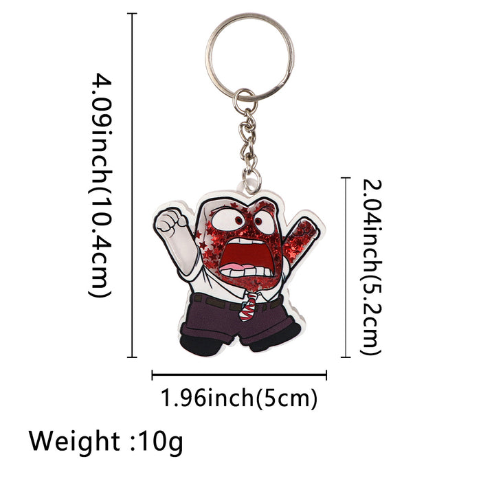 Wholesale Cartoon Acrylic Shaker Liquid Sand Keychain