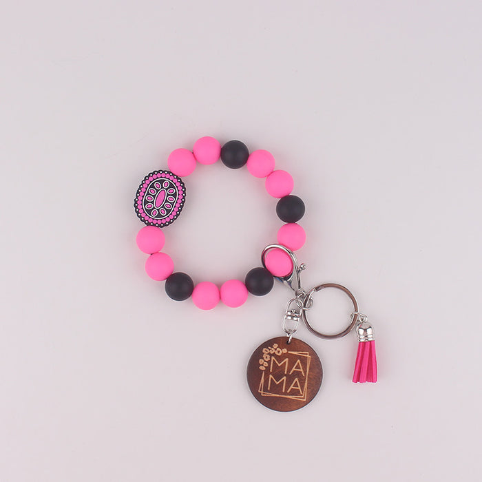 Wholesale Oval Gemstone Key Bracelet Silicone Keychain Gift Key Bracelet