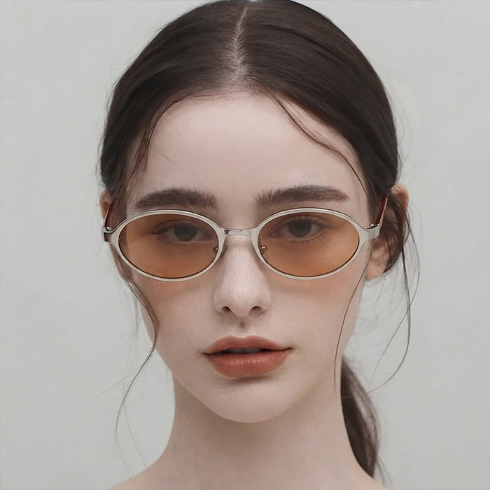 Wholesale Trendy Retro Oval Metal Sunglasses with Gold Frame and Gray Lenses Fashion Accessory