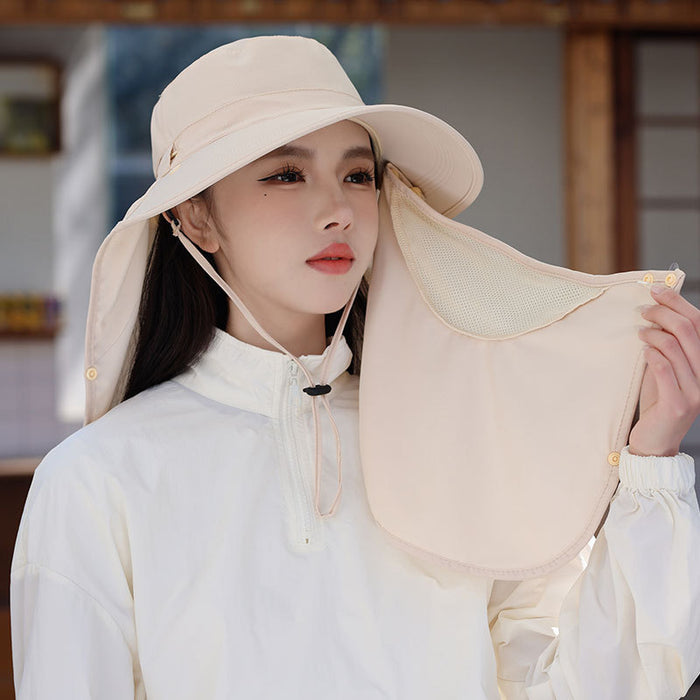 Wholesale Foldable sun protection hat with large brim, UV protection, sun shielding shawl hat, outdoor neck and face protection, fisherman hat