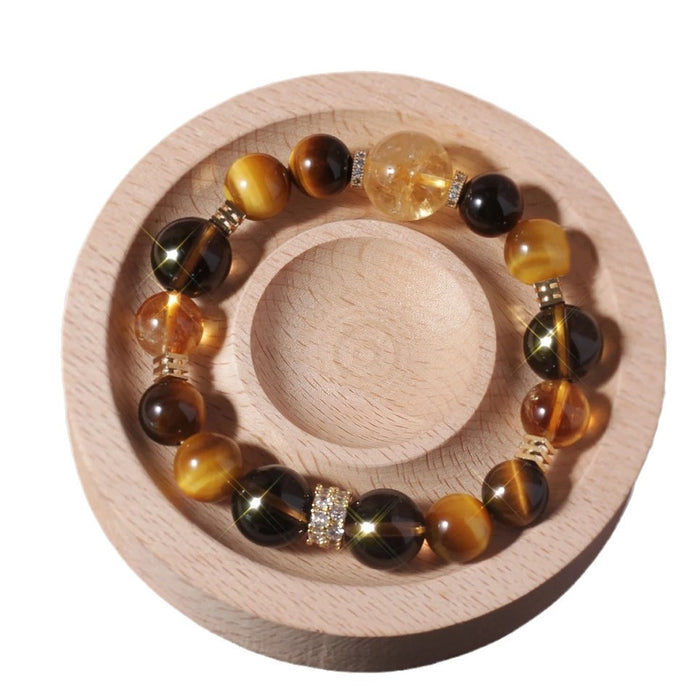 Wholesale Natural Eye Stone Yellow Crystal Design Bracelet for Women's Handstring Jewelry