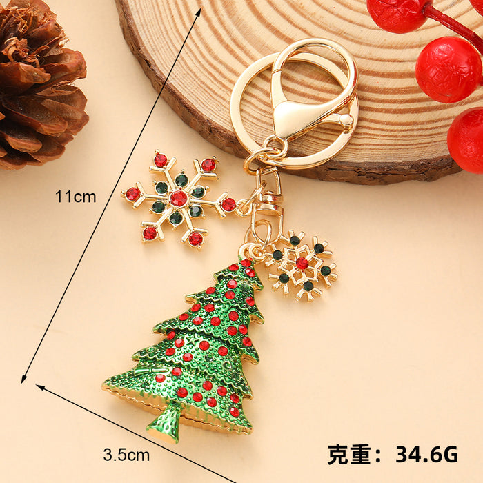 Wholesale Christmas Tree Rhinestone Keychain Zinc Alloy Bell Pendant Business Gift MOQ≥2