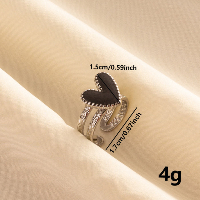 Wholesale Stainless steel fashion versatile heart opening cold style simple ring jewelry