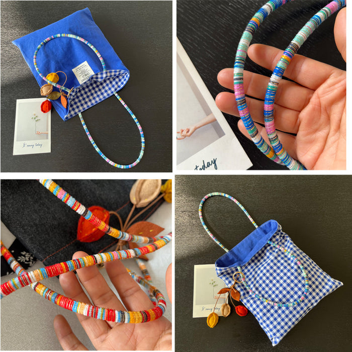 Wholesale Double-sided denim canvas bag, versatile retro contrasting handbag for commuting