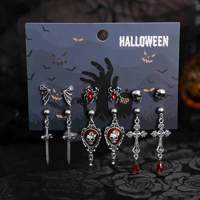 Wholesale Gothic  Skull Bat Earrings For Women Ancient Silver Alloy Punk Jewelry Accessory Party Wear Gift