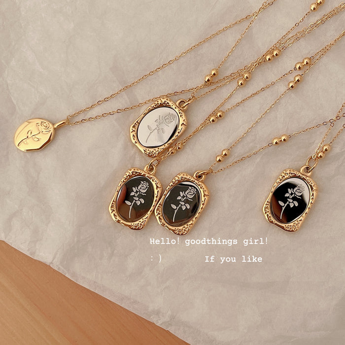 Wholesale Rose Necklace Mirror Chain All-match Elegant Titanium Steel Necklace