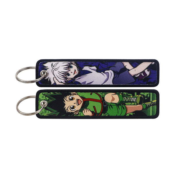 Wholesale Cartoon  Anime Woven Label Keychain Lanyard Woven Fabric
