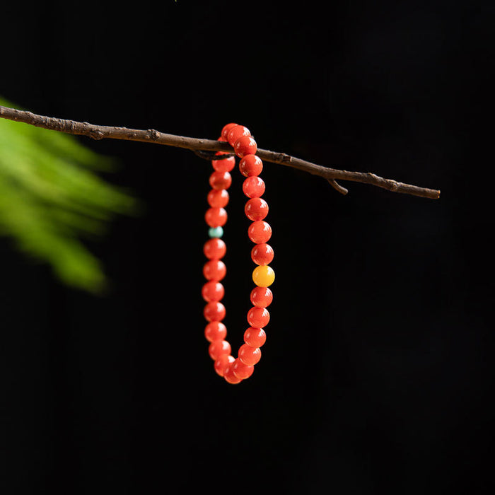 Wholesale Natural Red Agate Bracelet with Small Rice Beads and Multiple Circles