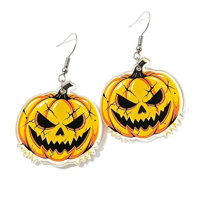 Wholesale Trendy  Party 2D Acrylic Evil Pumpkin Earrings Jewelry Accessory
