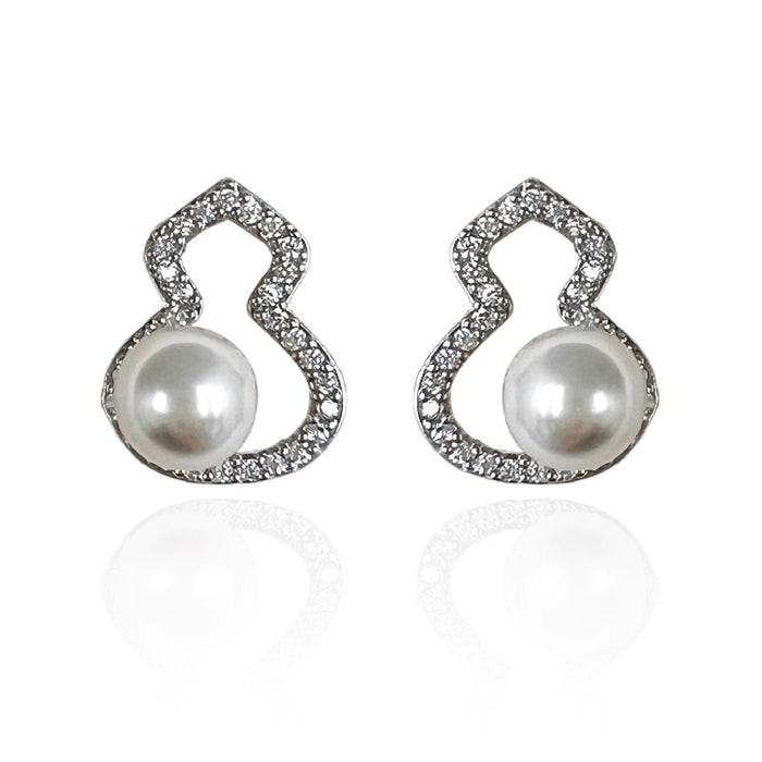 Wholesale Vintage pearl like micro inlaid zircon earrings, small and exquisite, versatile earrings with exquisite temperament