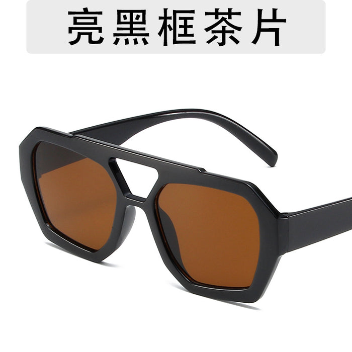 Wholesale Fashion Sunglasses Large Frame Double Beam Sunglasses Leopard Pattern Color Personalized Wearing Glasses