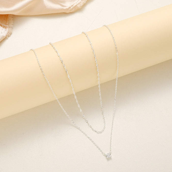 Wholesale Double layered zircon necklace with niche design, versatile and simple collarbone chain