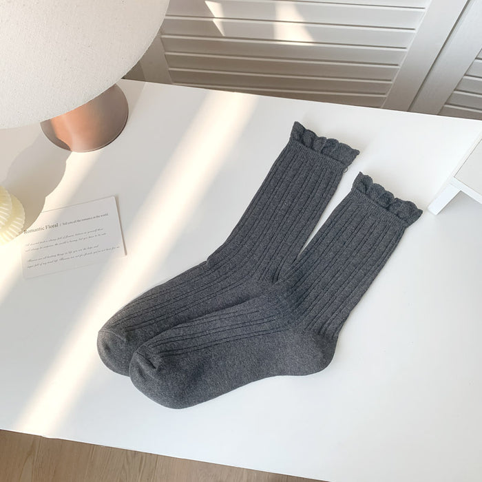 Wholesale Socks, lace, middle tube, loose mouth, pile of socks, cotton