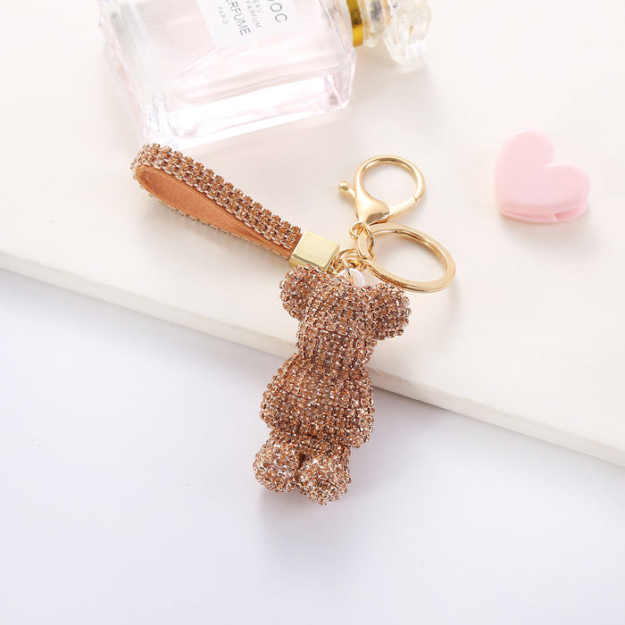 Wholesale Cartoon Rhinestone  Plush Keychain Cute Key Ring