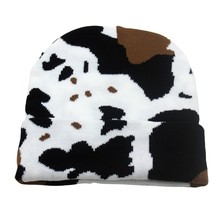 Wholesale Autumn and Winter Cow Pattern Jacquard Knitted Hat JDC-FH-ZhiXie012