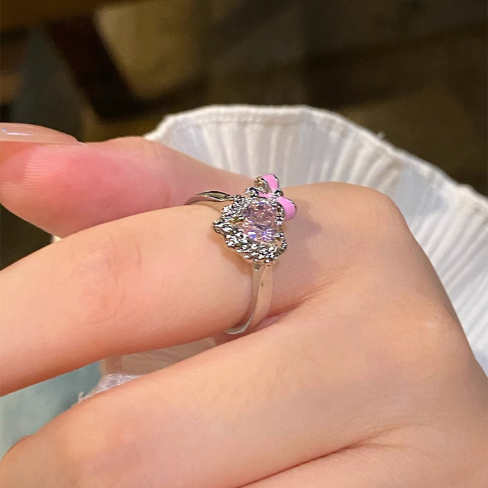 Wholesale Butterfly Knot Love Zircon Open Ring Versatile Personalized Ring Niche Luxury Fashion Finger Ring